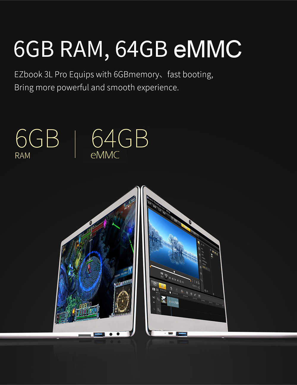 Jumper EZbook 3L Pro 14" Business Laptop Windows 10 Intel Apollo Lake N3450 6GB RAM 64GB eMMC FHD Display Dual Band Wifi USB 3.0 1080P - Silver