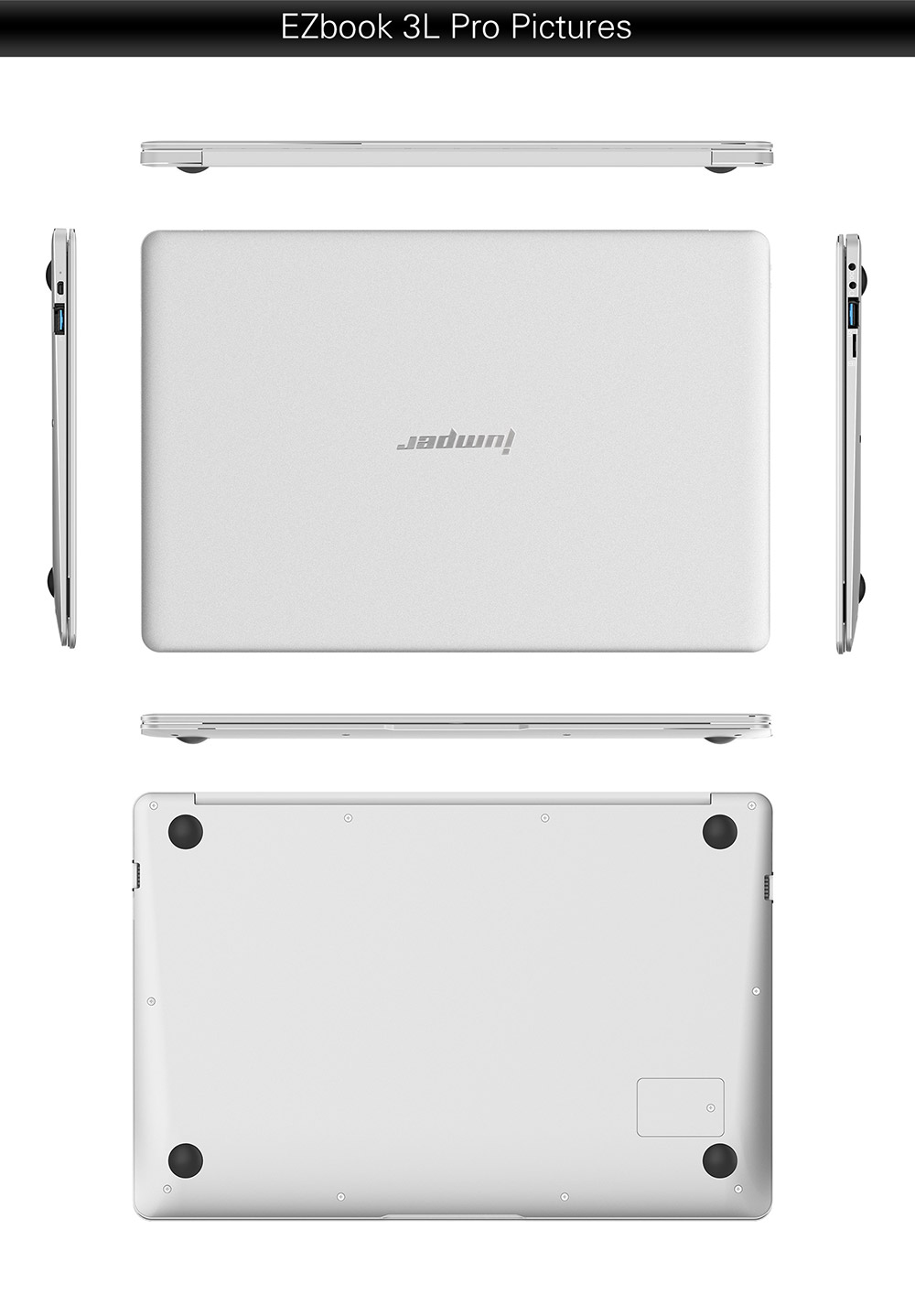 Jumper EZbook 3L Pro 14" Business Laptop Windows 10 Intel Apollo Lake N3450 6GB RAM 64GB SSD Dual Band Wifi USB 3.0 1080P - Silver