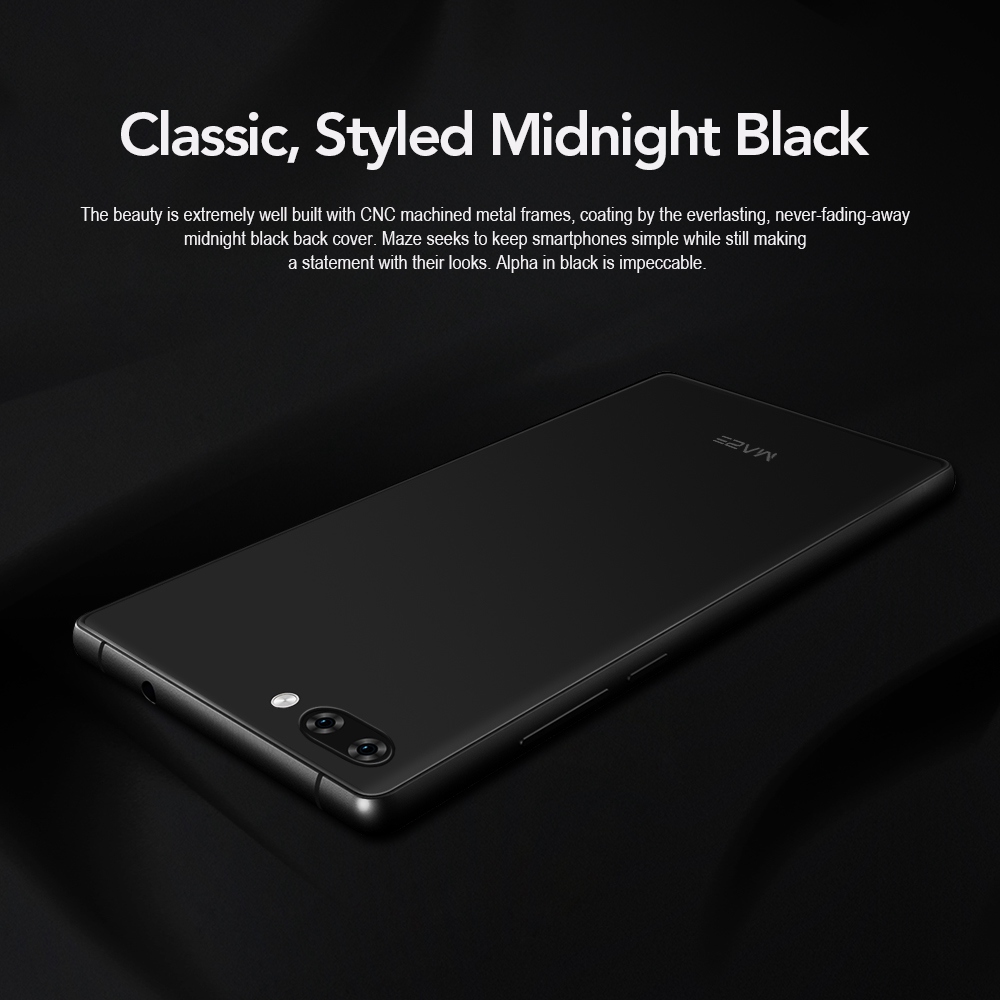 MAZE ALPHA 6.0 Inch 4G LTE Smartphone Dual Rear Camera FHD Screen 4GB RAM 64GB ROM Helio P25 Octa Core 13.0MP Touch ID 4000mAh - Black