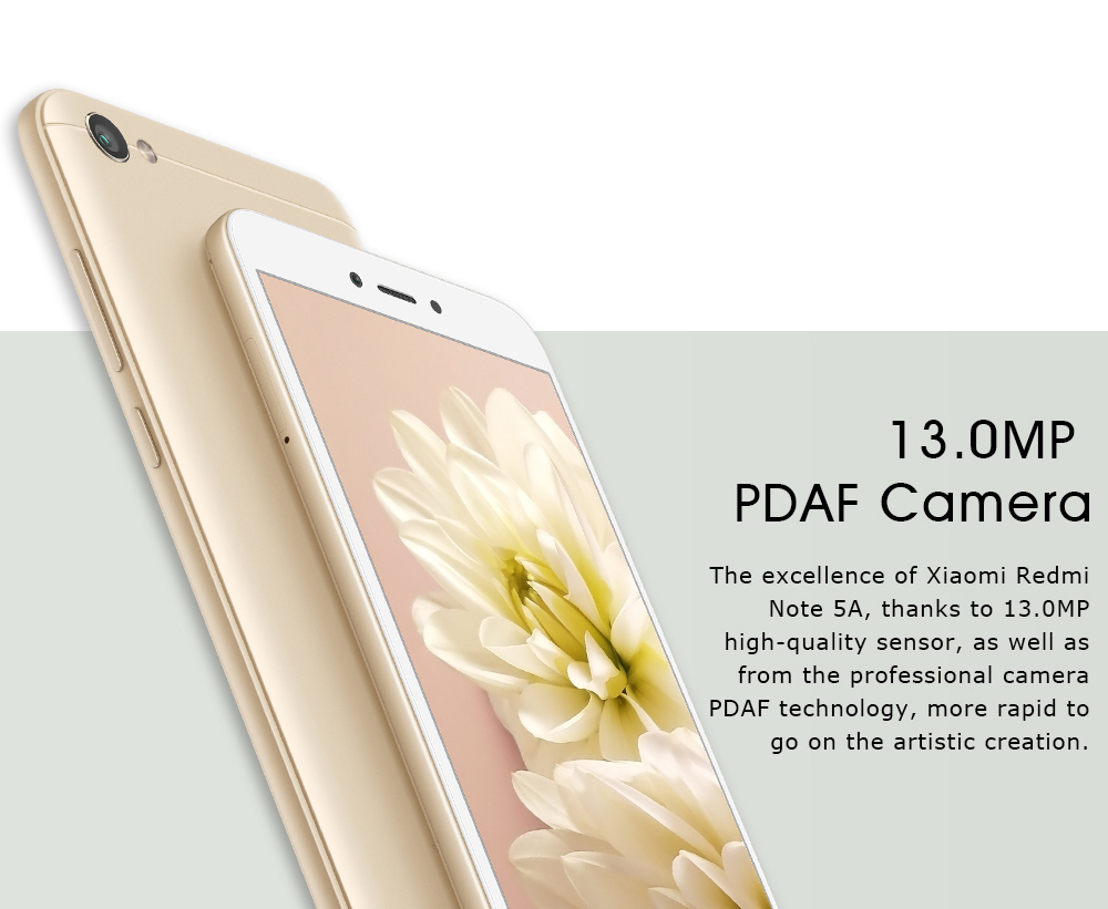Xiaomi Redmi Note 5A 5.5 Inch 4G LTE Smartphone 2GB 16GB 13.0MP Cam Qualcomm Snapdragon 425 Quad Core Android 7.1 IR Remote Control VoLTE - Rose Gold