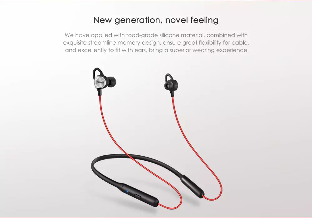MEIZU EP52 Bluetooth Headphones with Mic Magnetic Neckband Stereo Earphones - Black + Red