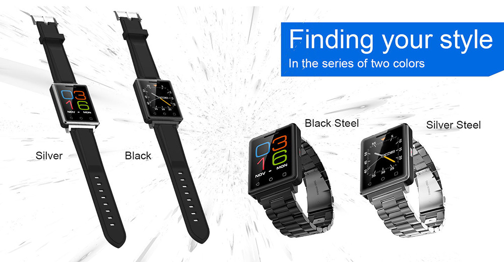 NO.1 G7 2G Smart Watch Phone MTK2502 1.54 inch Corning Gorilla Glass Screen Heart Rate Monitor Bluetooth 4.0 - Steel Strap Silver