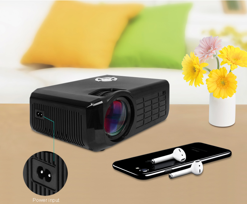 M17 Projector 1800 Lumens LCD 1280 x 720 Native Resolution Support HDMI USB AV Input - Black