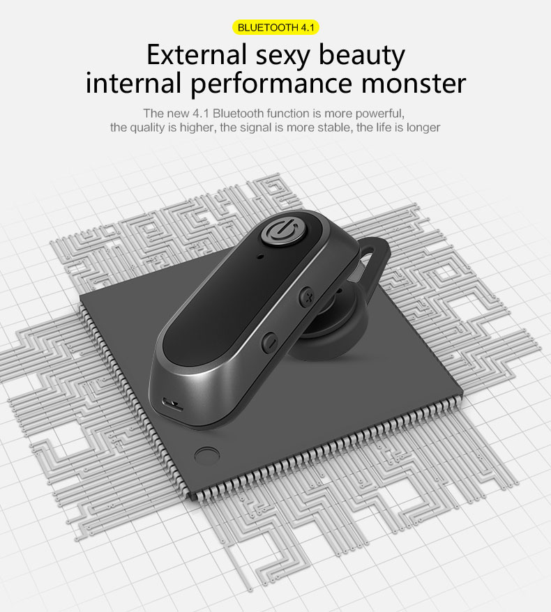 Yuer L-520 Single Business Bluetooth Headphone with Mic Stereo Hands-free Earphone - Black