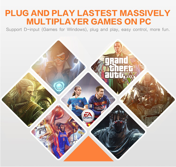 PXN-9608 2.4GHz Wireless Bluetooth Gamepad Vibration Handle Mouse Simulation for Android/PC - Black