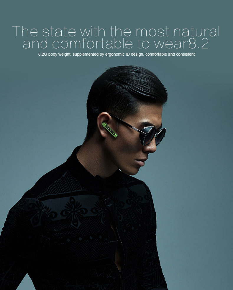YUER T1 Single Wireless Bluetooth Earphone Noise Reduction Stereo Music Headset - Black