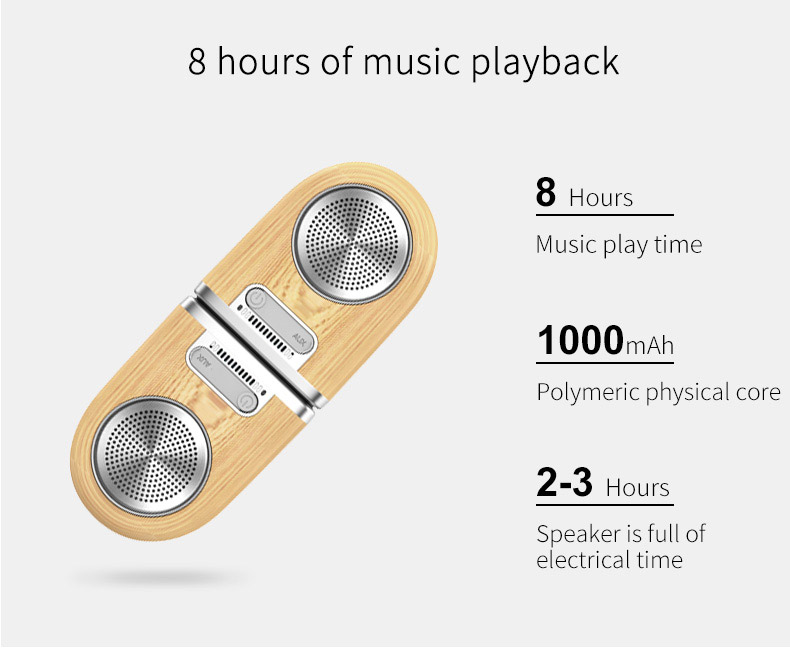 Ovevo D10 Wireless Bluetooth Portable LED Speaker Amplifier 4D Surround Sound - Wood Color