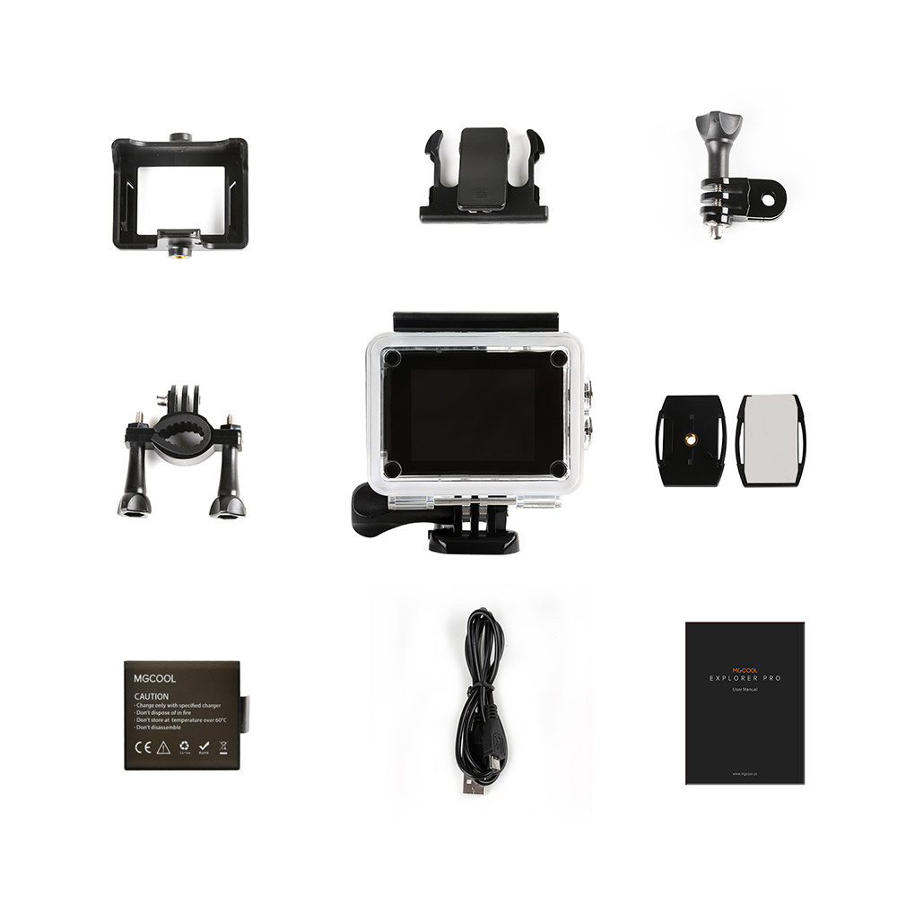 MGCOOL Explorer Pro Action Camera Allwinner V3 4K Sony IMX179 6G Sharkeye Lens 170 Degree Angle Japanese Version-Black