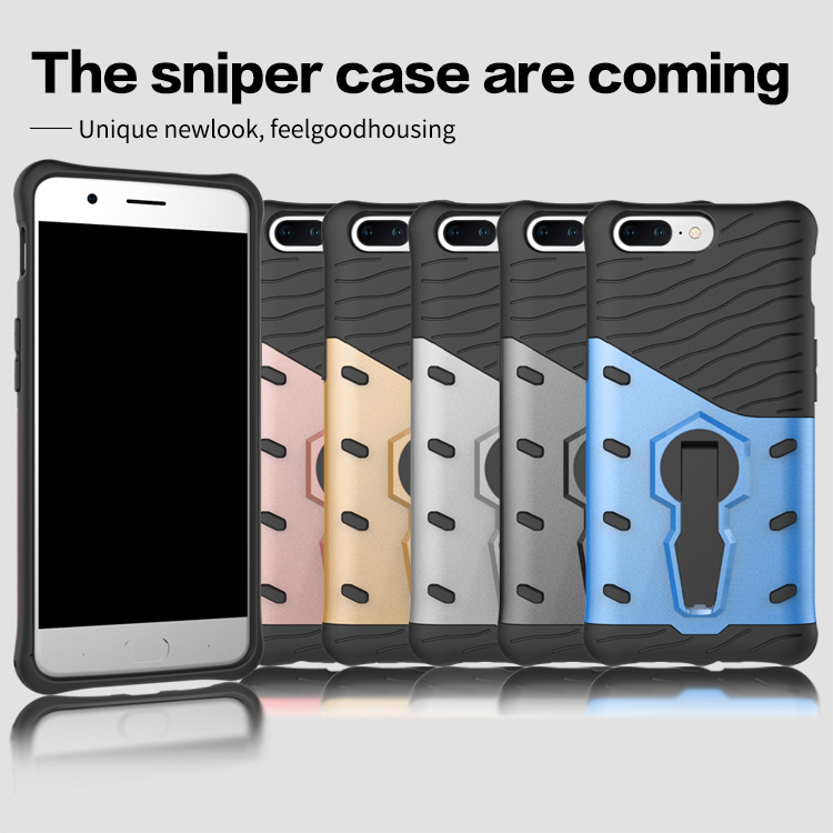 Blue OnePlus 5 Case Armour Series Protective Phone Case 360 Degree Rotating Bracket Stand Cover