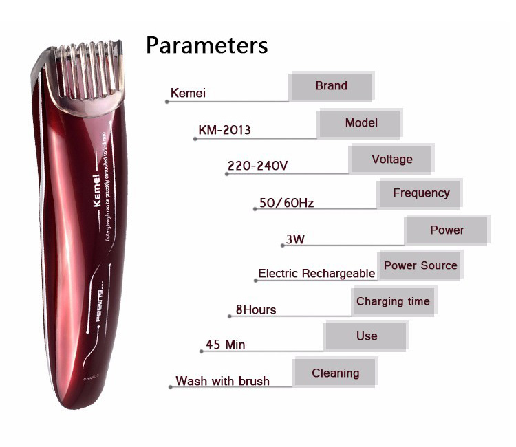 KM-2013 Professional Adjustable Haircut Machine Waterproof Hair Clipper Electric Hair Trimmer Shaver Razor Hair Remover