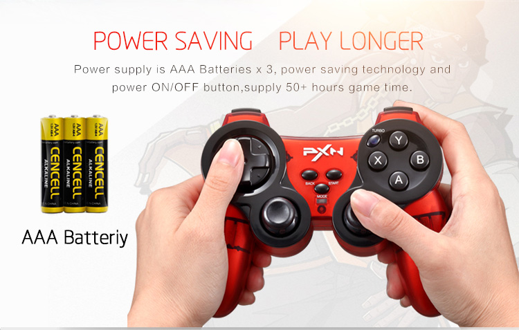 PXN-2902 Wireless Game Controller Gamepad Dual Motors Vibration Sweat-proof for PC/PS3/Android - Blue