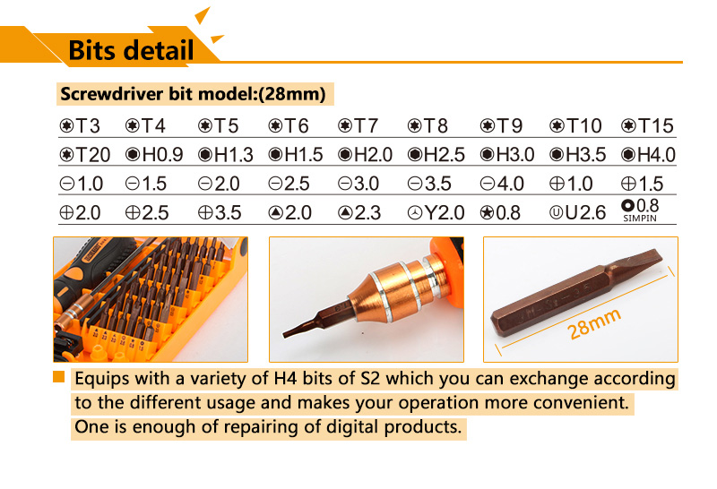 Jakemy JM-8107 38 in 1 Screwdriver Set Multi-function Maintenance Tool - Orange