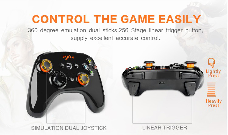 PXN-9608 2.4GHz Wireless Bluetooth Gamepad Vibration Handle Mouse Simulation for Android/PC - Black