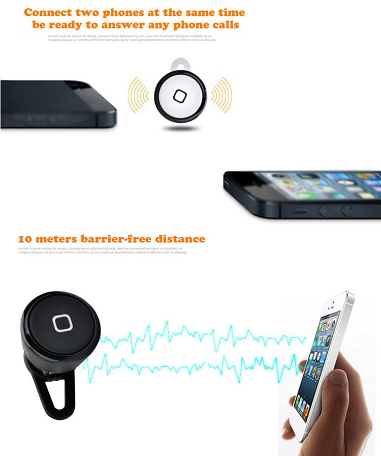 Yuer YE-106 Mini Wireless Bluetooth Headphone with Mic for Smartphone Tablet PC - Black