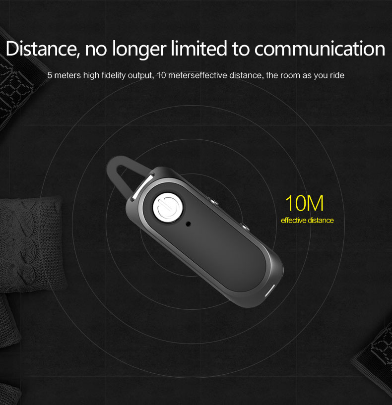 Yuer L-520 Single Business Bluetooth Headphone with Mic Stereo Hands-free Earphone - Black