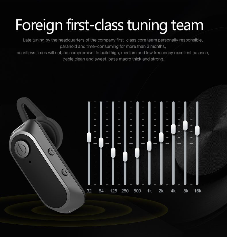 Yuer L-520 Single Business Bluetooth Headphone with Mic Stereo Hands-free Earphone - Black