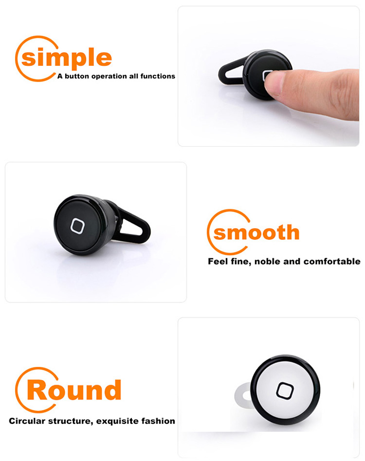 Yuer YE-106 Mini Wireless Bluetooth Headphone with Mic for Smartphone Tablet PC - Black