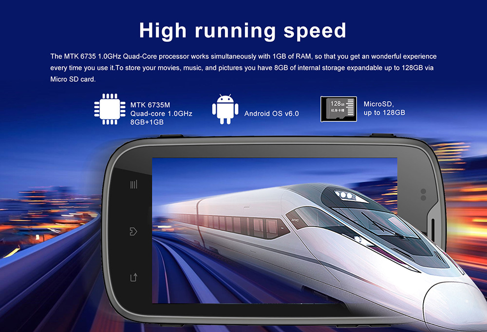 E&L W5 4.0 Inch IP68 Waterproof 4G LTE Smartphone Android 6.0 MTK6735M Quad Core 8GB ROM 5MP Cam 2800mAh Black