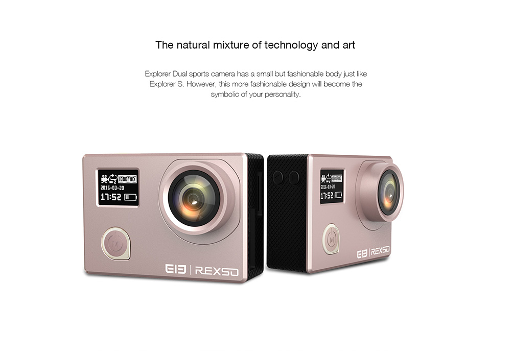 Elephone Explorer Dual NT96660 2.0 Inches Action Camera 4K 24fps Dual Screen Display 170 Degree Ultra Wide Angle Wifi Sports Camera - Brown