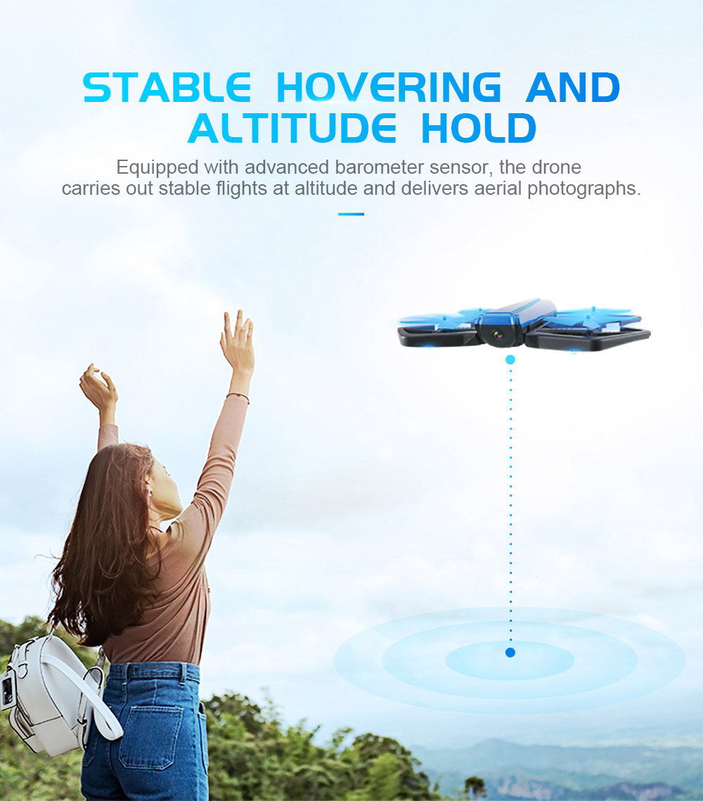 JJRC H43WH Blue Crab Foldable Arm WIFI FPV RC Quadcopter with 720P HD Camera Altitude Hold Mode BNF - Blue