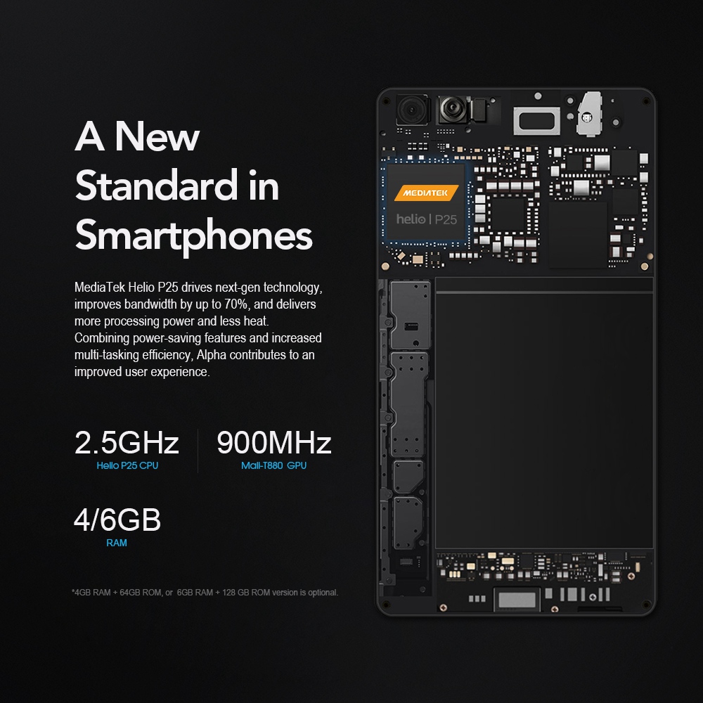 MAZE ALPHA 6.0 Inch 4G LTE Smartphone Dual Rear Camera FHD Screen 4GB RAM 64GB ROM Helio P25 Octa Core 13.0MP Touch ID 4000mAh - Black