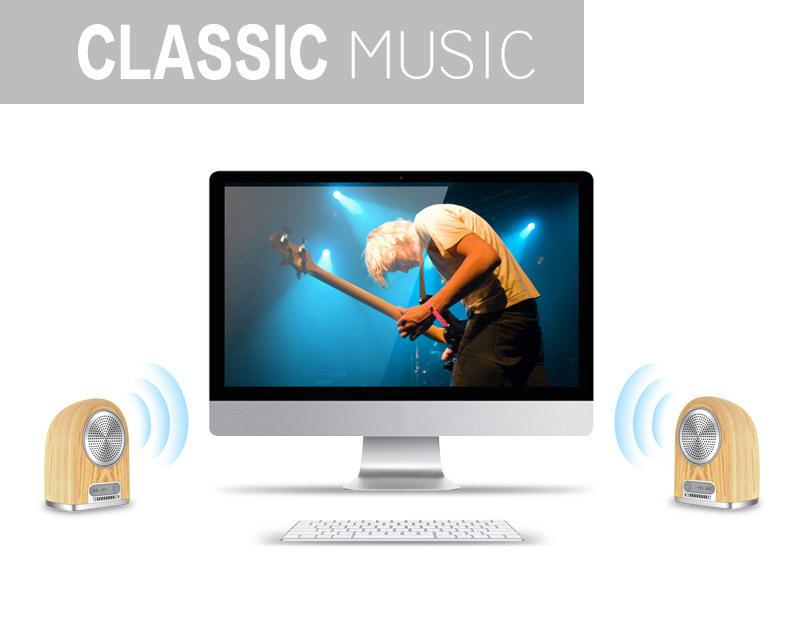 Ovevo D10 Wireless Bluetooth Portable LED Speaker Amplifier 4D Surround Sound - Wood Color