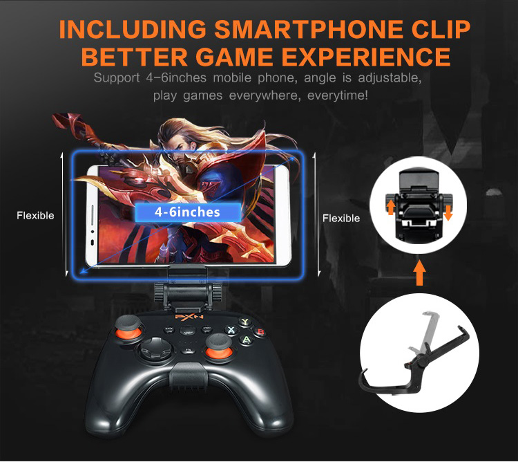 PXN-9608 2.4GHz Wireless Bluetooth Gamepad Vibration Handle Mouse Simulation for Android/PC - Black