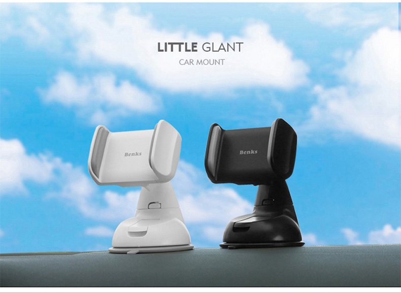 Benks Little Giant Car Mount Phone Holder Car Sucker Universal In Car Dashboard GPS Stand Desktop Stand Smart Back Clip - White