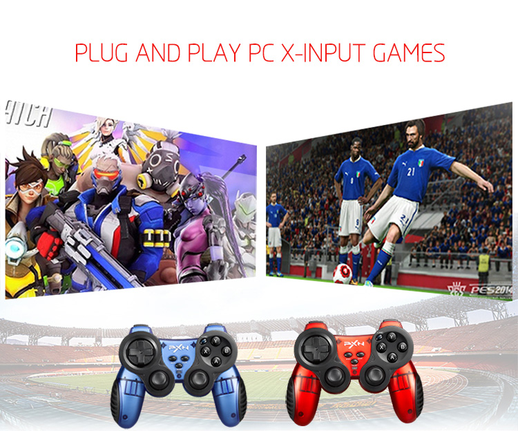 PXN-2902 Wireless Game Controller Gamepad Dual Motors Vibration Sweat-proof for PC/PS3/Android - Blue