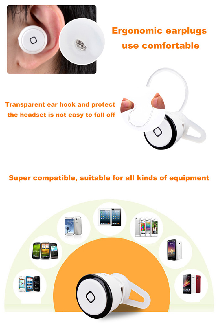 Yuer YE-106 Mini Wireless Bluetooth Headphone with Mic for Smartphone Tablet PC - Black