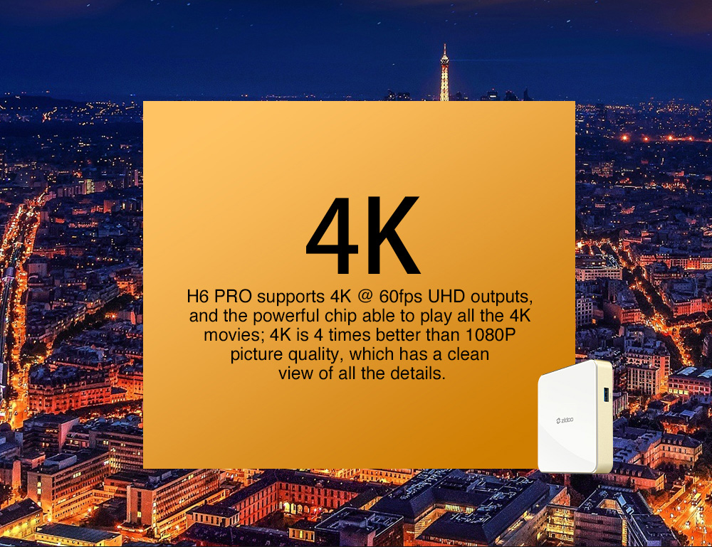 ZIDOO H6 PRO Android 7.0 Nougat 4K TV Box Allwinner H6 DDR4 2GB eMMC 16GB 1000M LAN ac WIFI Dolby DTS HDR Bluetooth
