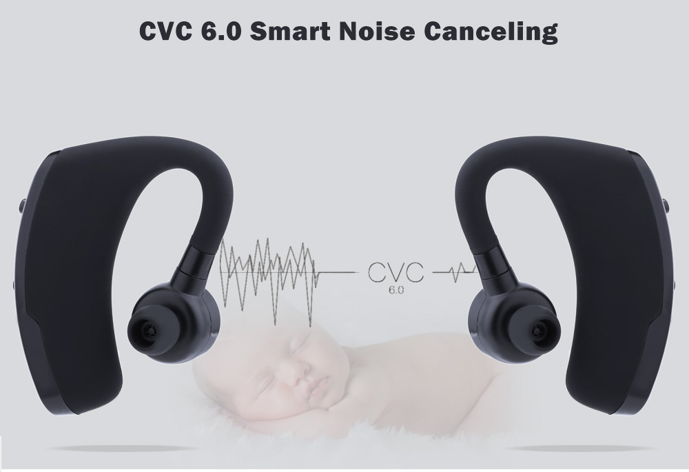 V9 Bluetooth Headphone CVC 6.0 Smart Noise Canceling Handsfree Voice Promp - Black
