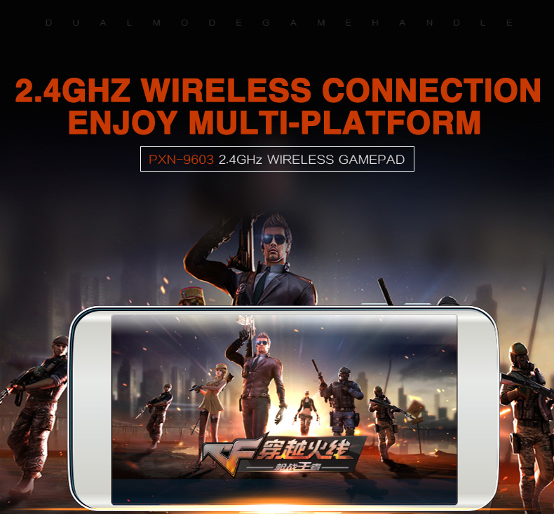 PXN-9603 2.4GHz Wireless Gamepad Game Controller Vibration Handle Mouse Simulation for PC/PS3/Android - Black