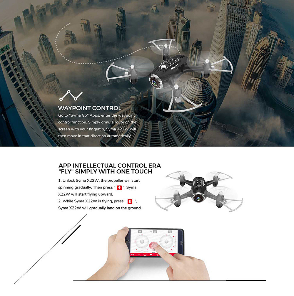 SYMA X22W WIFI FPV RC Quadcopter With HD Camera Altitude Hold Mode RTF - Black