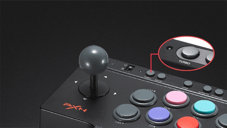 PXN-0082 Arcade Joystick TURBO & MACRO Function for PC/PS4/PS3/XBOX ONE - Black