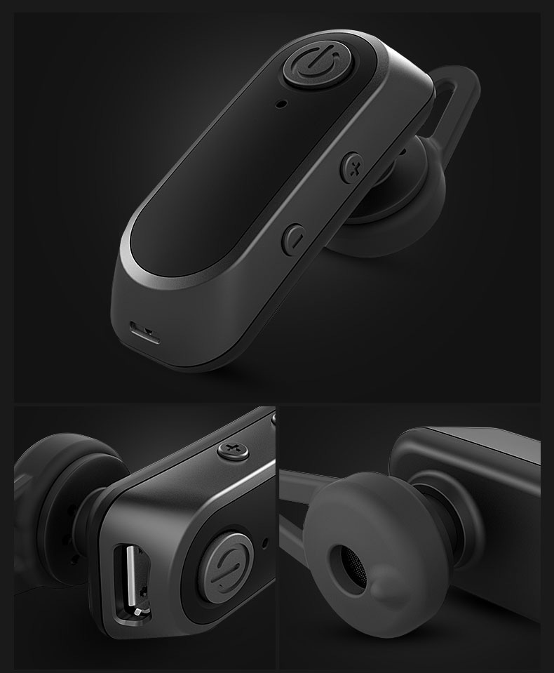 Yuer L-520 Single Business Bluetooth Headphone with Mic Stereo Hands-free Earphone - Black