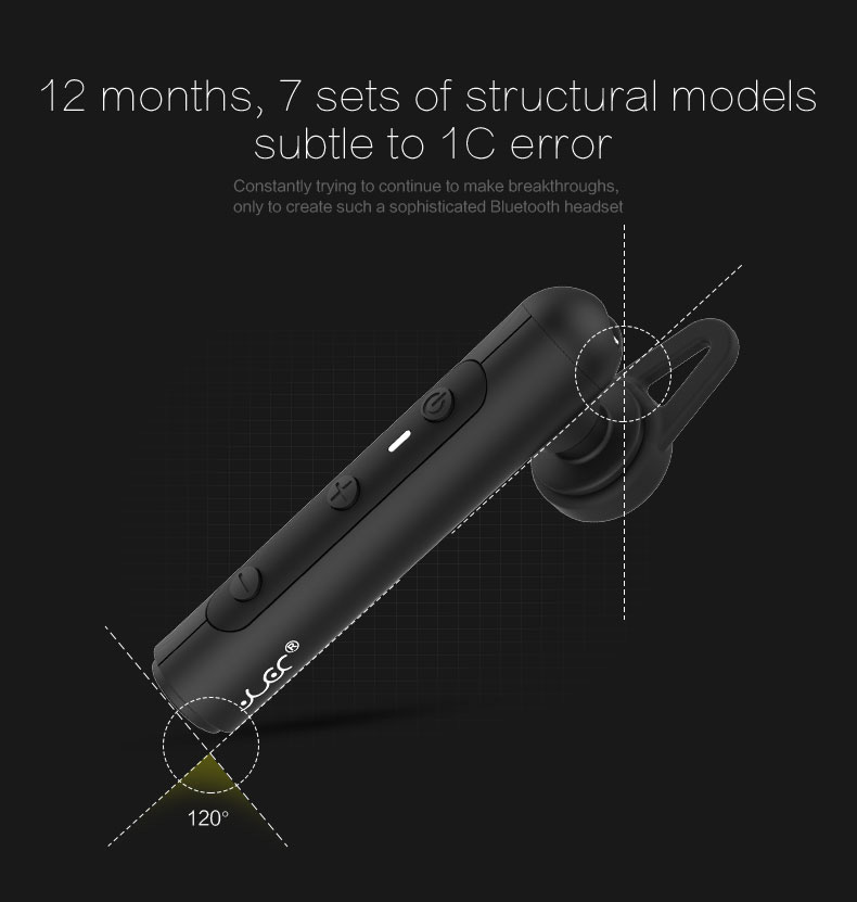 YUER T1 Single Wireless Bluetooth Earphone Noise Reduction Stereo Music Headset - Black
