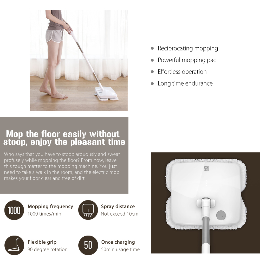 Xiaomi Mijia Handheld Electric Mop Floor Vibration Scrubber -White