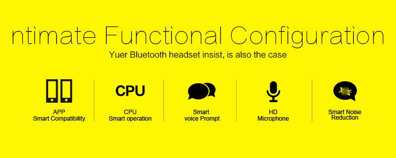YUER T1 Single Wireless Bluetooth Earphone Noise Reduction Stereo Music Headset - Black