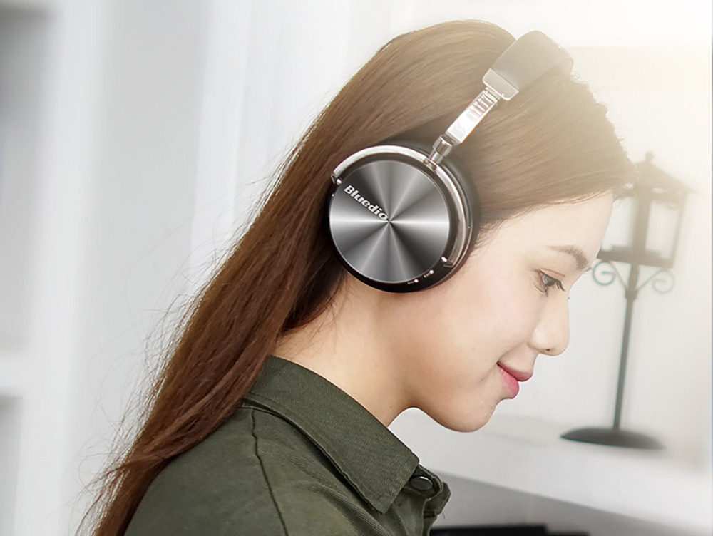 Bluedio T4 Wireless Bluetooth Headphone ANC Active Noise Cancelling Headset with Mic - Black