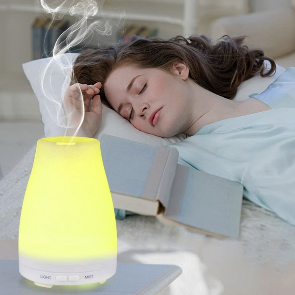 Mini Ultrasonic Essential Oil Diffueser 100ml Mist Humidifier LED Colorful Light -White