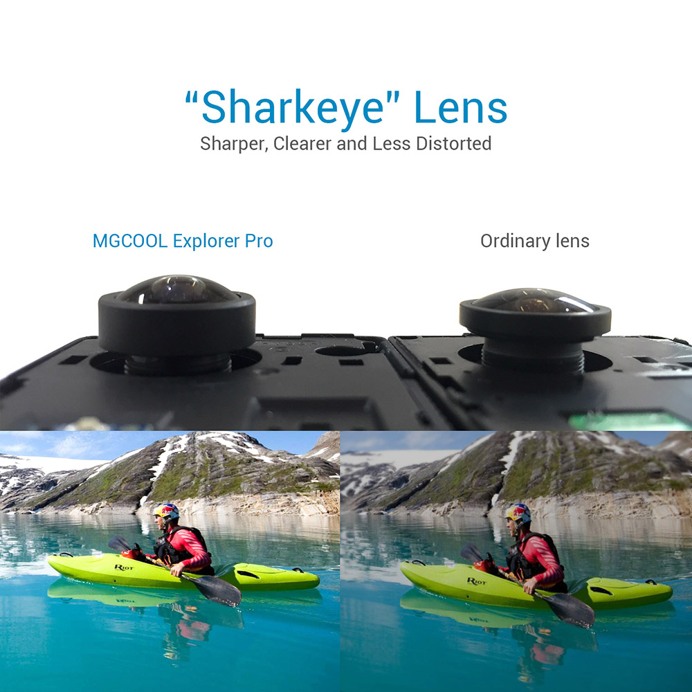MGCOOL Explorer Pro Action Camera Allwinner V3 4K Sony IMX179 6G Sharkeye Lens 170 Degree Angle Japanese Version-Black