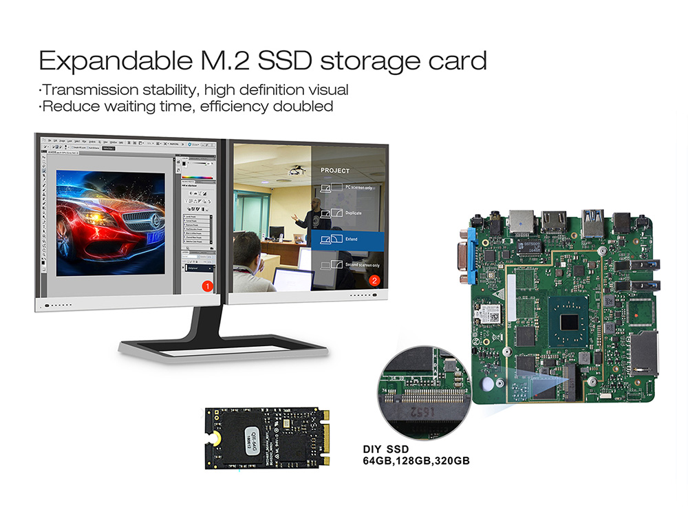 Beelink M1 Licensed Windows 10 64Bit MINI PC Intel Apollo Lake N3450 8GB/64GB 2.4G/5.8G WIFI Gigabit LAN VGA HDMI USB3.0 - Black + Blue