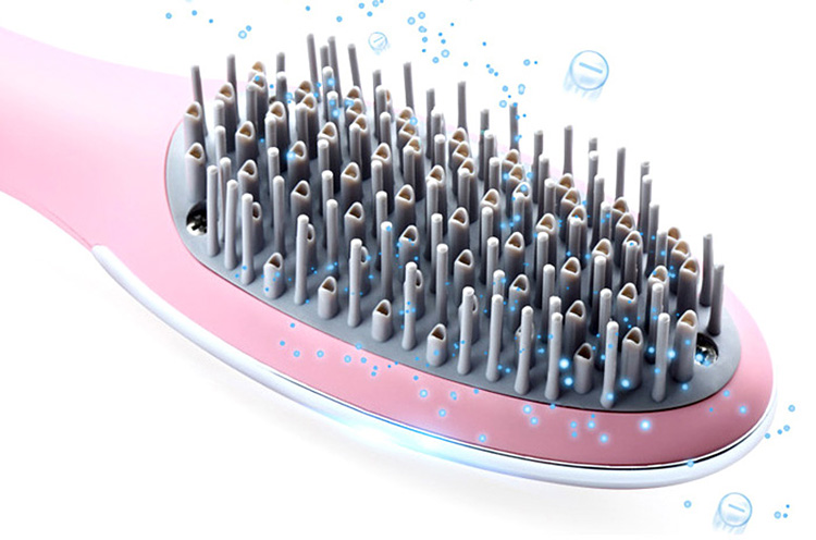 SHOWCHARM SC-813 Electric Comb Style Hair Dryer Automatic Hair Brush with Temperature LED Display -EU Plug/Pink