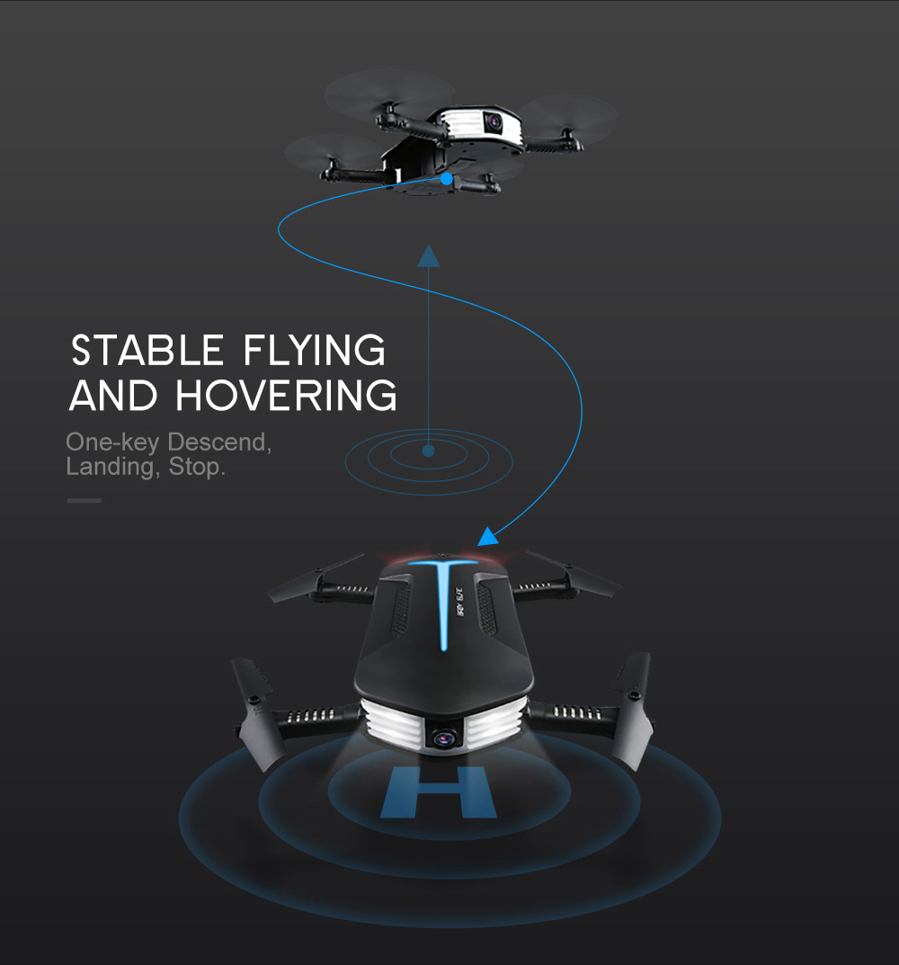 JJRC H37 Mini Baby Elfie WIFI FPV Foldable Drone with HD 720P Camera Beauty Mode Altitude Hold RC Quadcopter RTF - Black