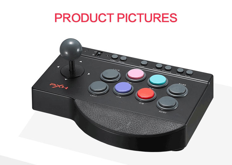 PXN-0082 Arcade Joystick TURBO & MACRO Function for PC/PS4/PS3/XBOX ONE - Black