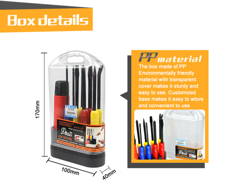 JAKEMY JM-6096 9 in 1 Screwdriver Kit Repair Tool for Mobile Phone Computer Hardware Maintainance Service