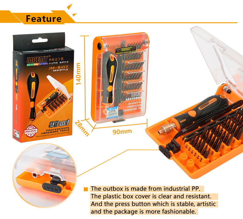 Jakemy JM-8107 38 in 1 Screwdriver Set Multi-function Maintenance Tool - Orange