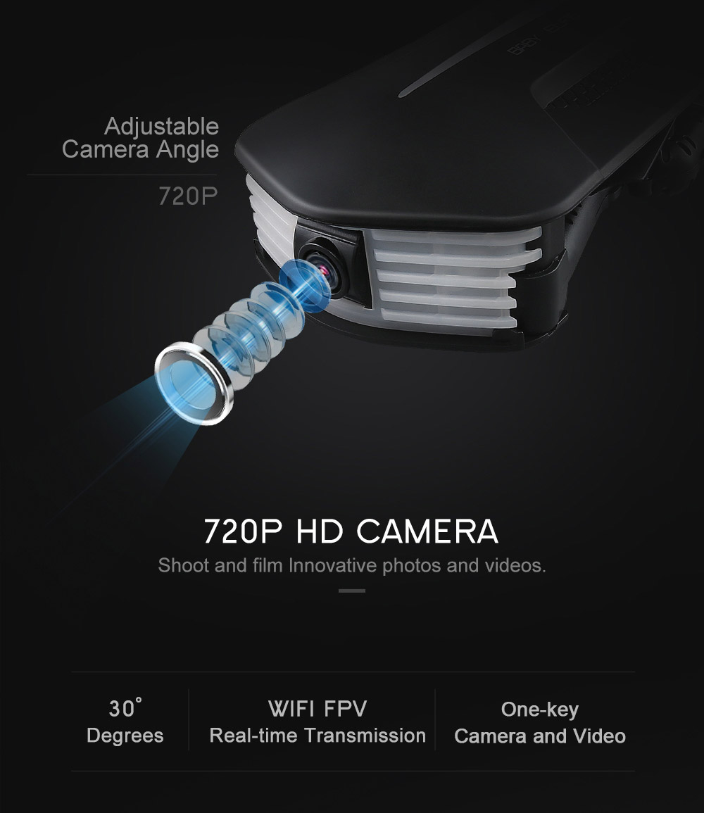 JJRC H37 Mini Baby Elfie WIFI FPV Foldable Drone with HD 720P Camera Beauty Mode Altitude Hold RC Quadcopter RTF - Black