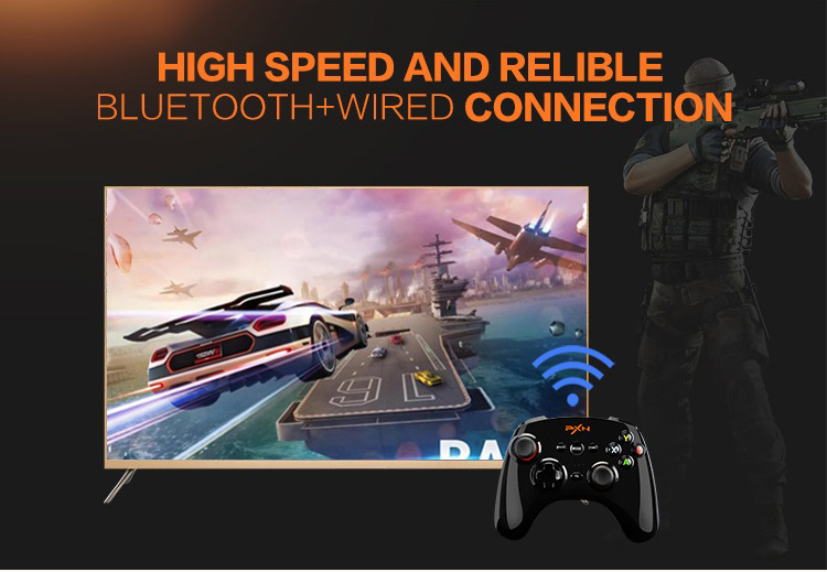 PXN-9608 2.4GHz Wireless Bluetooth Gamepad Vibration Handle Mouse Simulation for Android/PC - Black